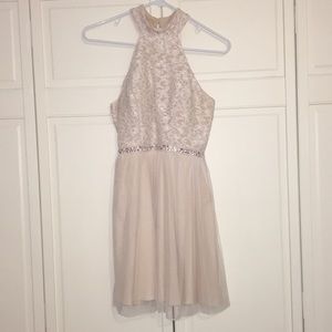 Pink Lace Homecoming Dress with Jewels Extra Small